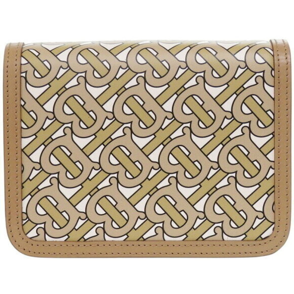 Burberry Monogram Logo Leather Beige Shoulder Bag - Picture 2 of 8